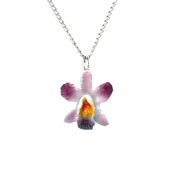 Magenta Orchid Porcelain Pendant Necklace