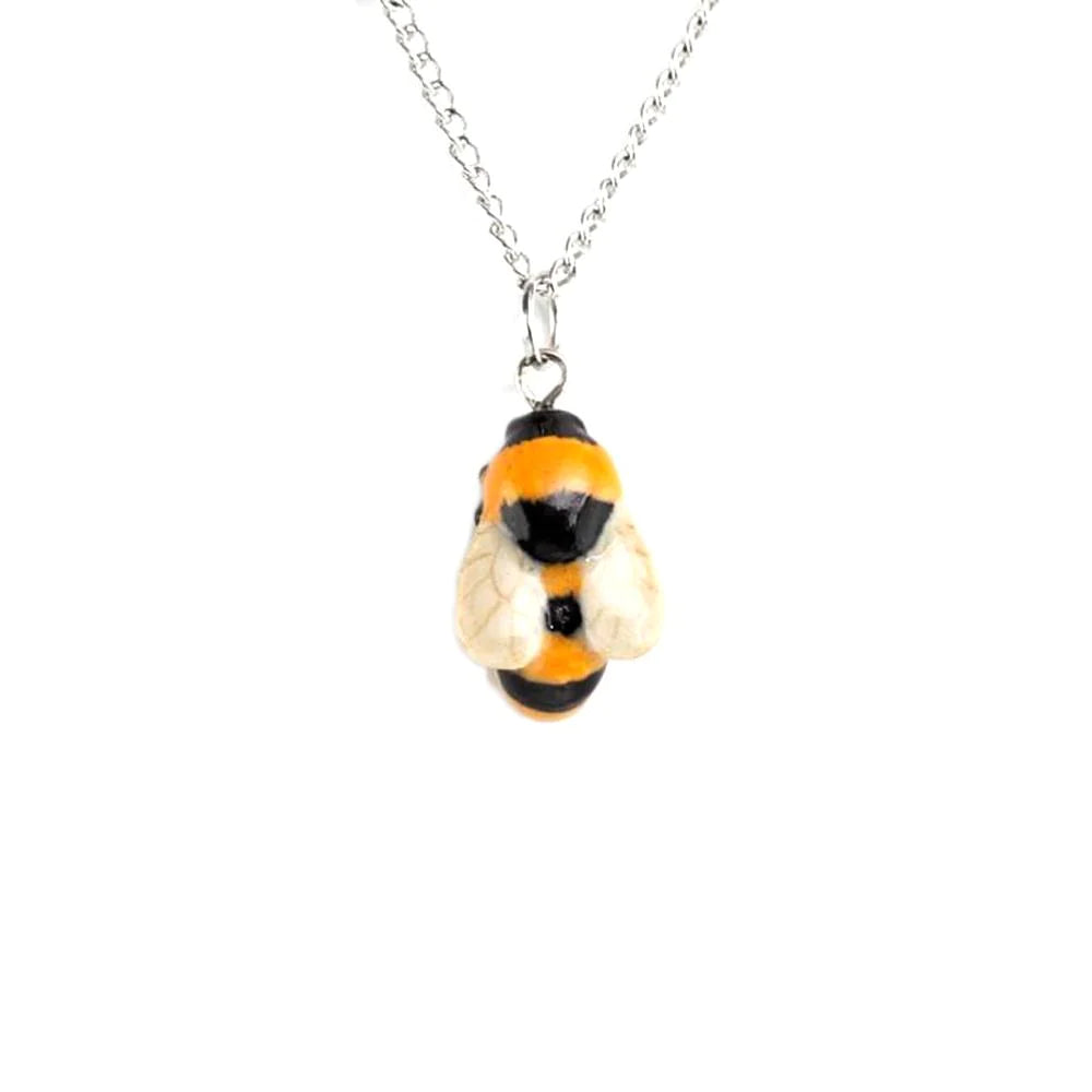 Bumblebee Painted Porcelain Necklace