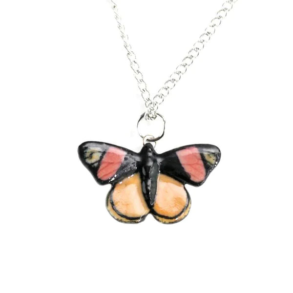 Painted Beauty Butterfly Porcelain Pendant Necklace