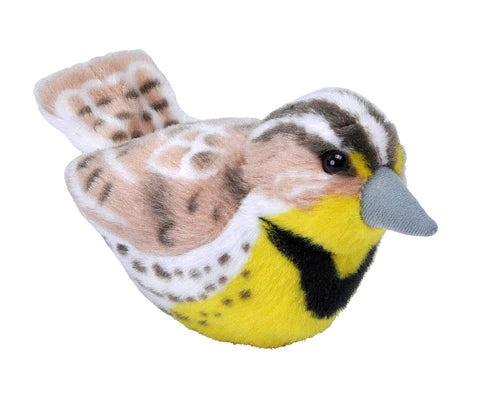 Western Meadowlark plush with yellow, black, white, and tan coloring
