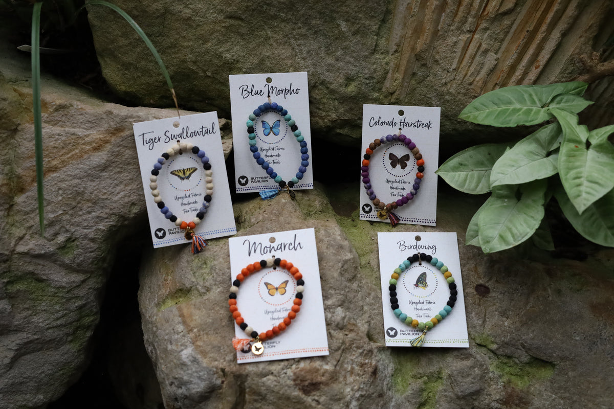 Recycled Fabric Butterfly Bracelets
