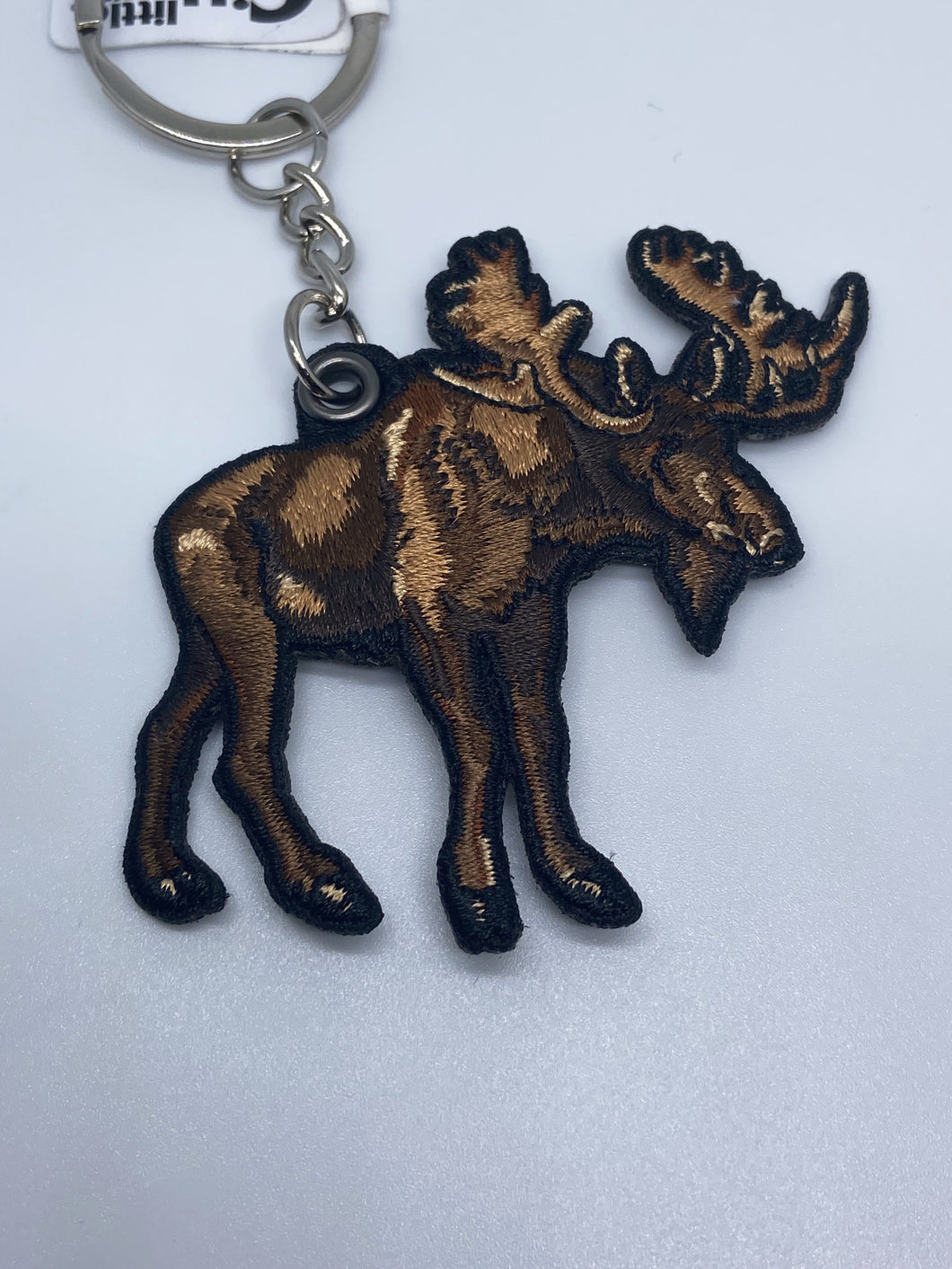 Moose Embroidered Keychain