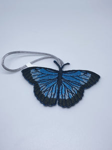 Blue Morpho Butterfly Embroidered Ornament
