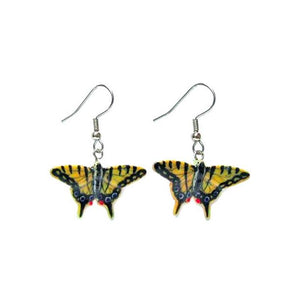 Tiger Swallowtail Butterfly Painted Porcelain Earrings