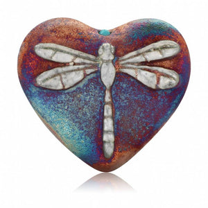 Raku Mini Heart w/ Dragonfly