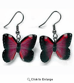 Violet Morpho Butterfly Painted Porcelain Earrings