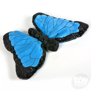 Toy Network 12" blue with sparkly black accents Sparkly Blue Morpho Butterfly stuff animal plush toy.