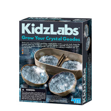 Load image into Gallery viewer, Toysmith Crystal Geode Growing Kit with clear crystal geodes in case on black box on white background.
