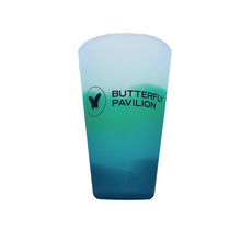Load image into Gallery viewer, SiliPint durable flexible versatile non-toxic and BPA-Free dishwasher, microwave and freezer safe 16-ounce Mountain Air Butterfly Pavilion Branded silicone pint.
