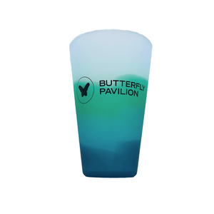 SiliPint durable flexible versatile non-toxic and BPA-Free dishwasher, microwave and freezer safe 16-ounce Mountain Air Butterfly Pavilion Branded silicone pint.