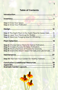 Table of Content of Butterfly Pavilion Horticulture Director Amy Yarger 10 Steps to a Pollinator Garden Digital Guidebook on how to design and care for a pollinator garden, and Colorado plants and pollinators.