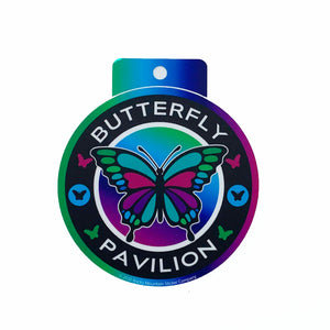 Rocky Mountain Sticker CO butterfly pavilion green, blue, purple, and pink butterfly bumper sticker.